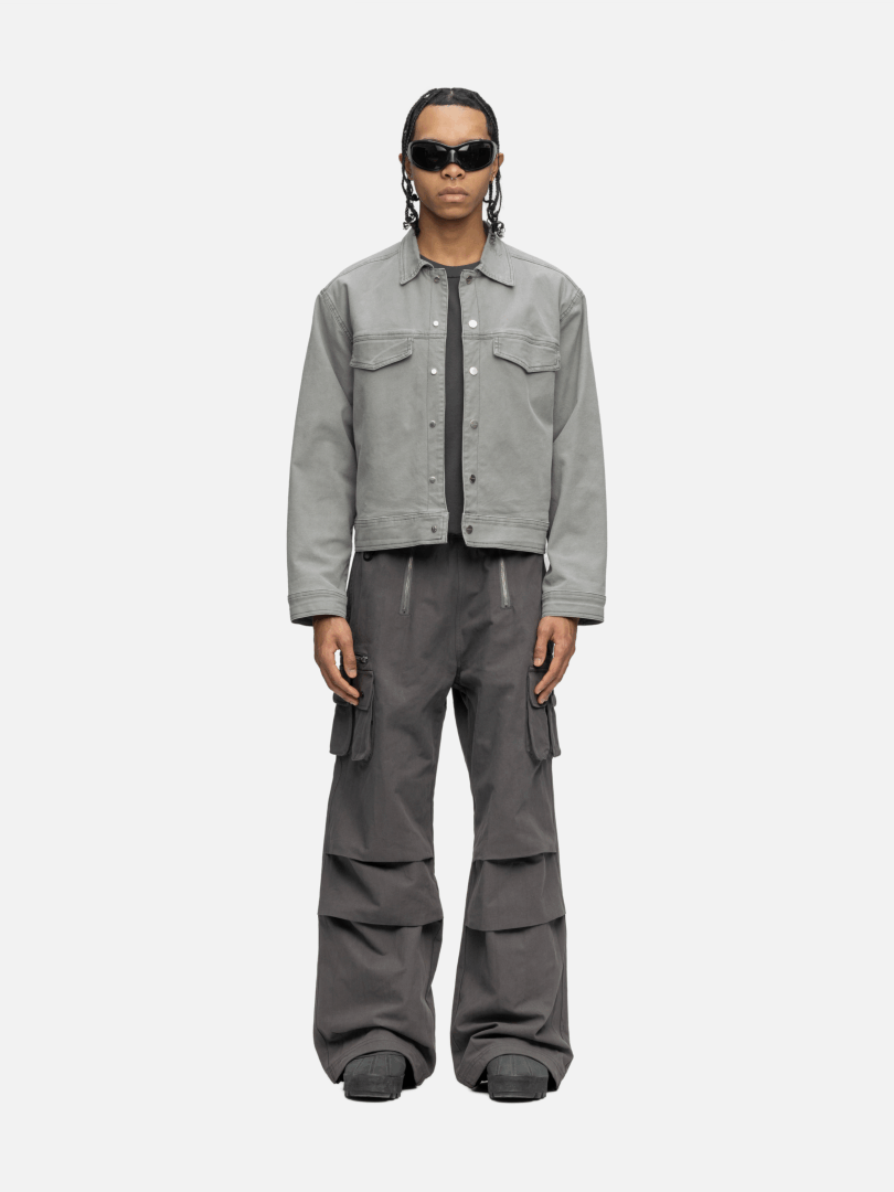 LINED CANVAS JACKET WASHED GREY