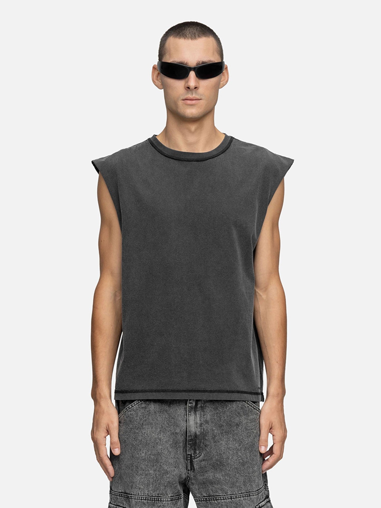 SLEEVELESS T-SHIRT WASHED BLACK