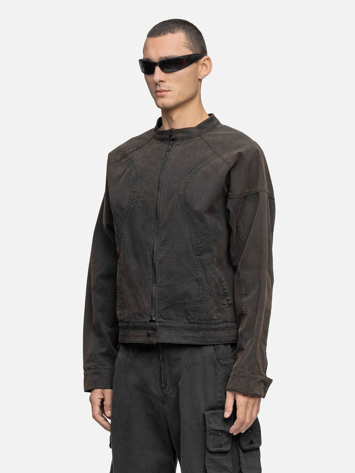 CANVAS BIKER JACKET RUST