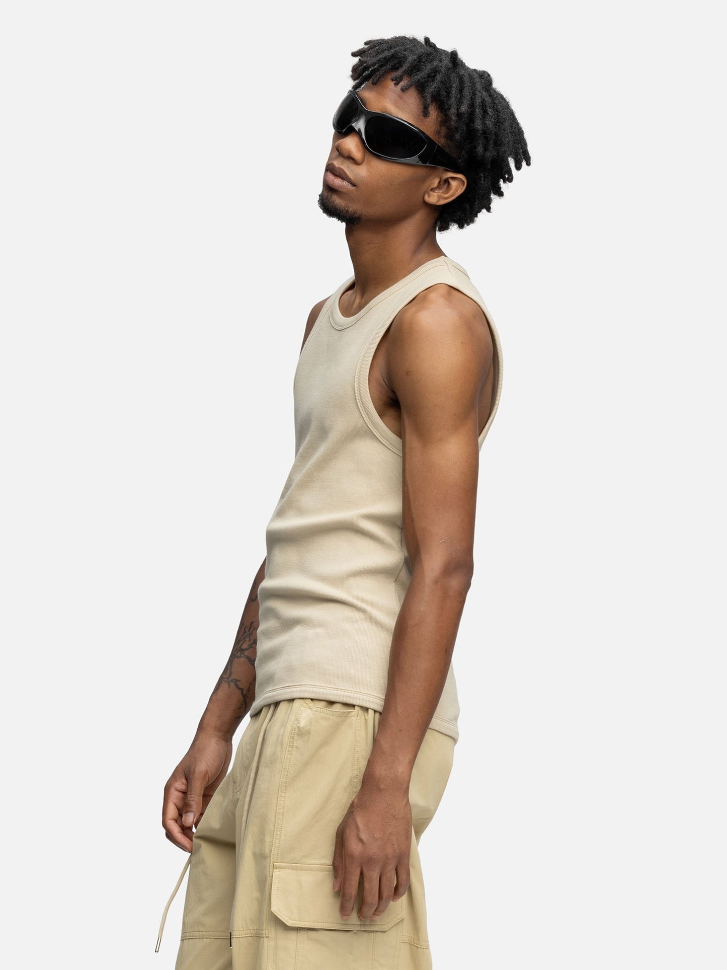 RIBBED TANK KHAKI