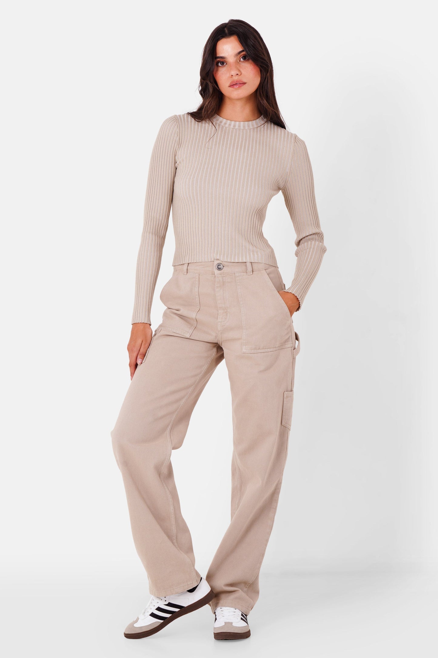 Carpenter pants with pockets Beige