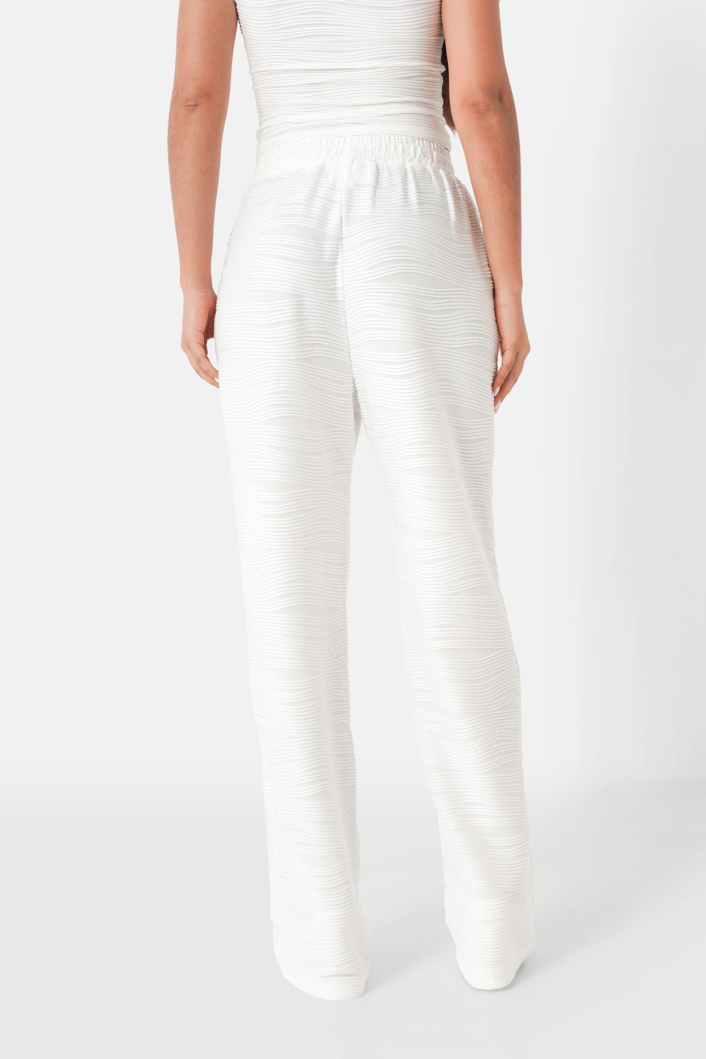Jewel textured wavy pant White