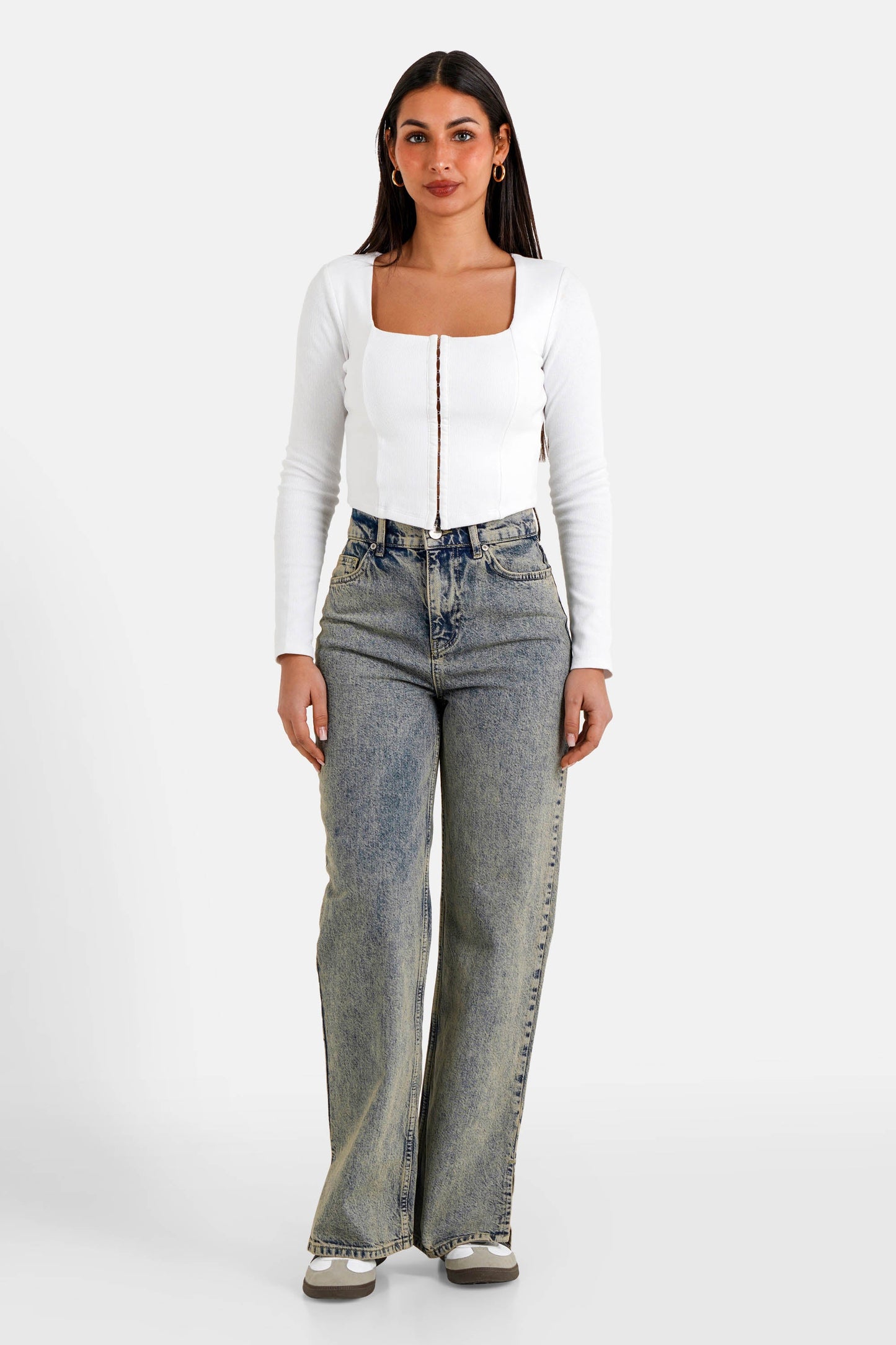 Slit regular faded jeans Blue