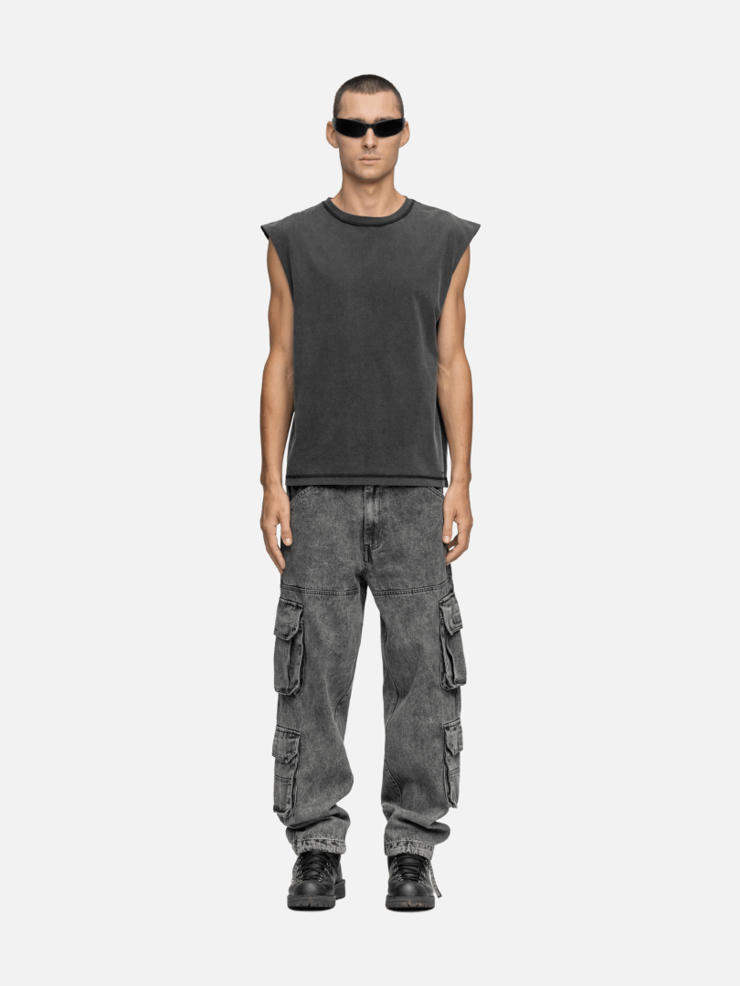 SLEEVELESS T-SHIRT WASHED BLACK