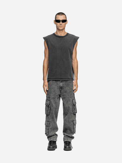 SLEEVELESS T-SHIRT WASHED BLACK