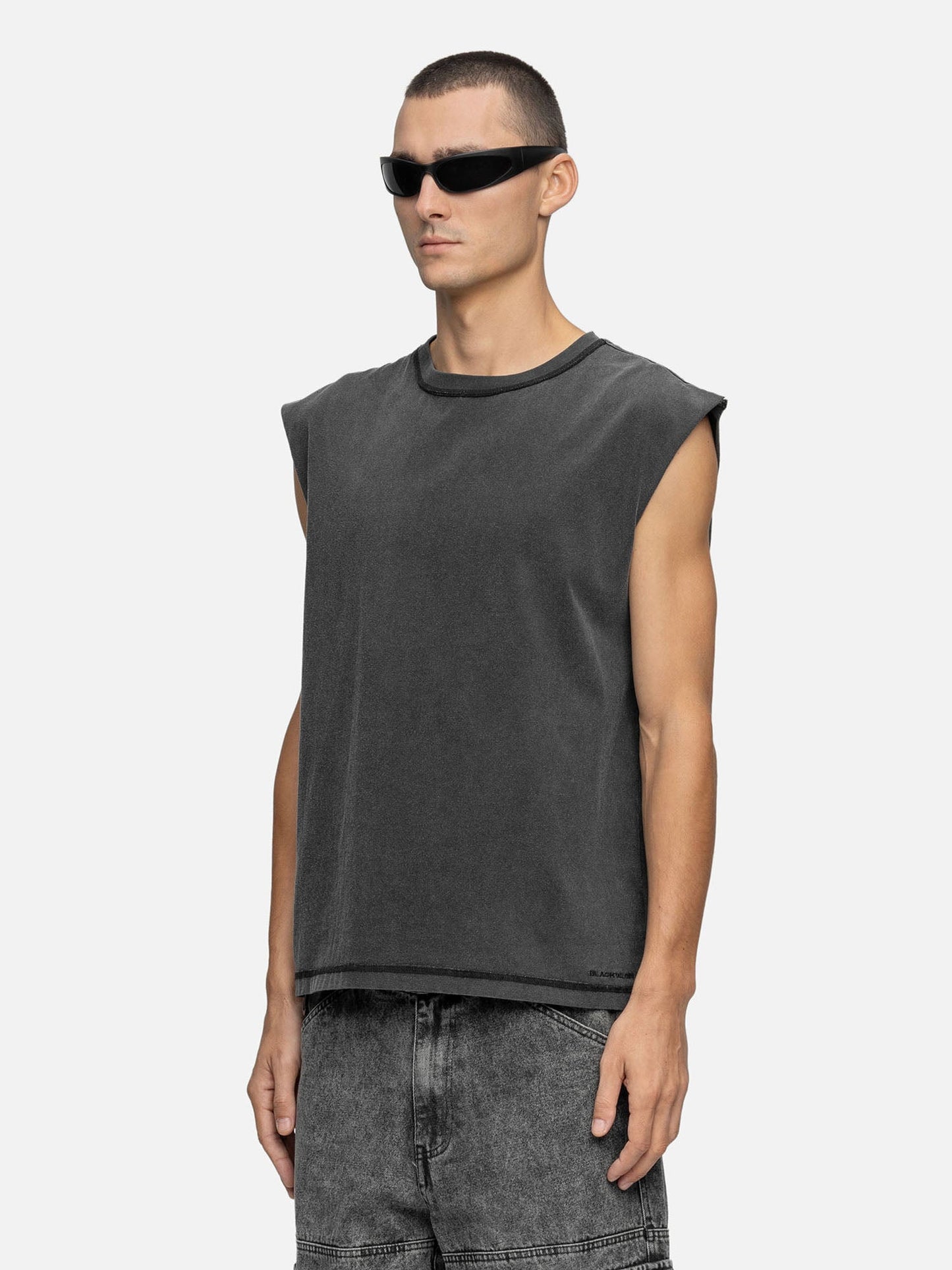 SLEEVELESS T-SHIRT WASHED BLACK