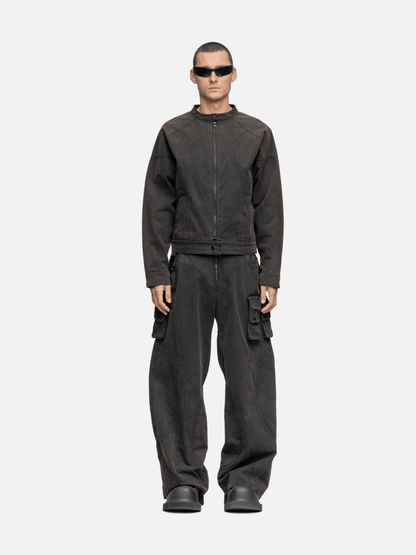 CANVAS BIKER JACKET RUST