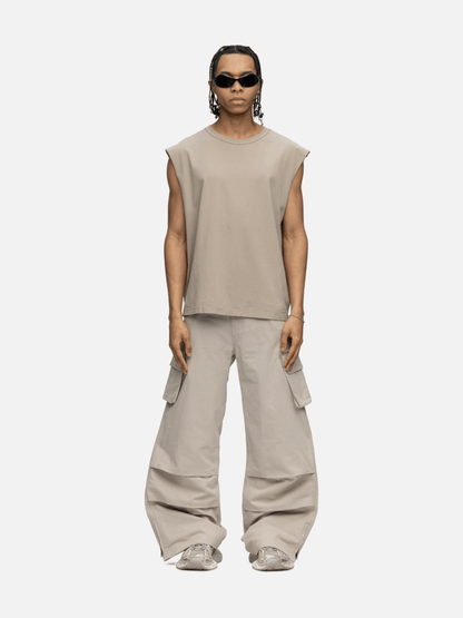 SLEEVELESS T-SHIRT CEMENT