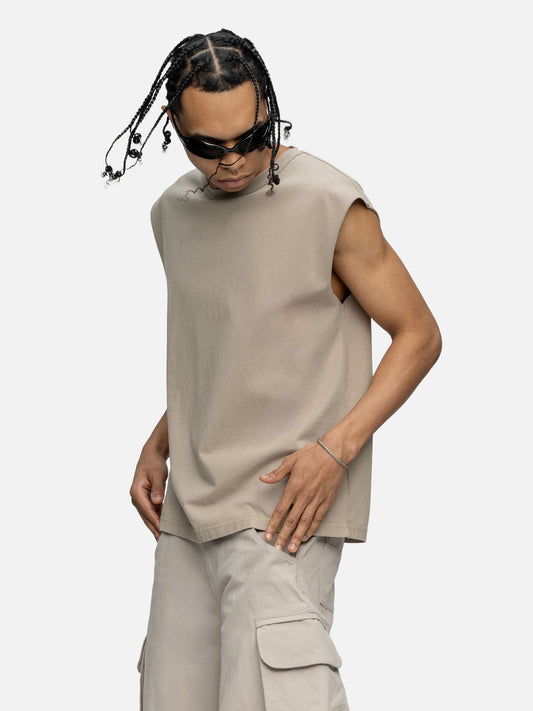 SLEEVELESS T-SHIRT CEMENT