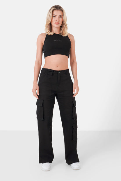 Straight cargo pants Black