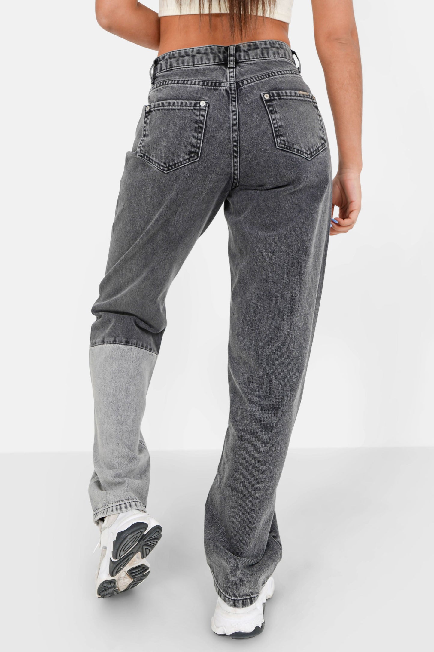 Patchwork large jeans dark Grey