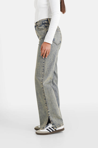 Slit regular faded jeans Blue