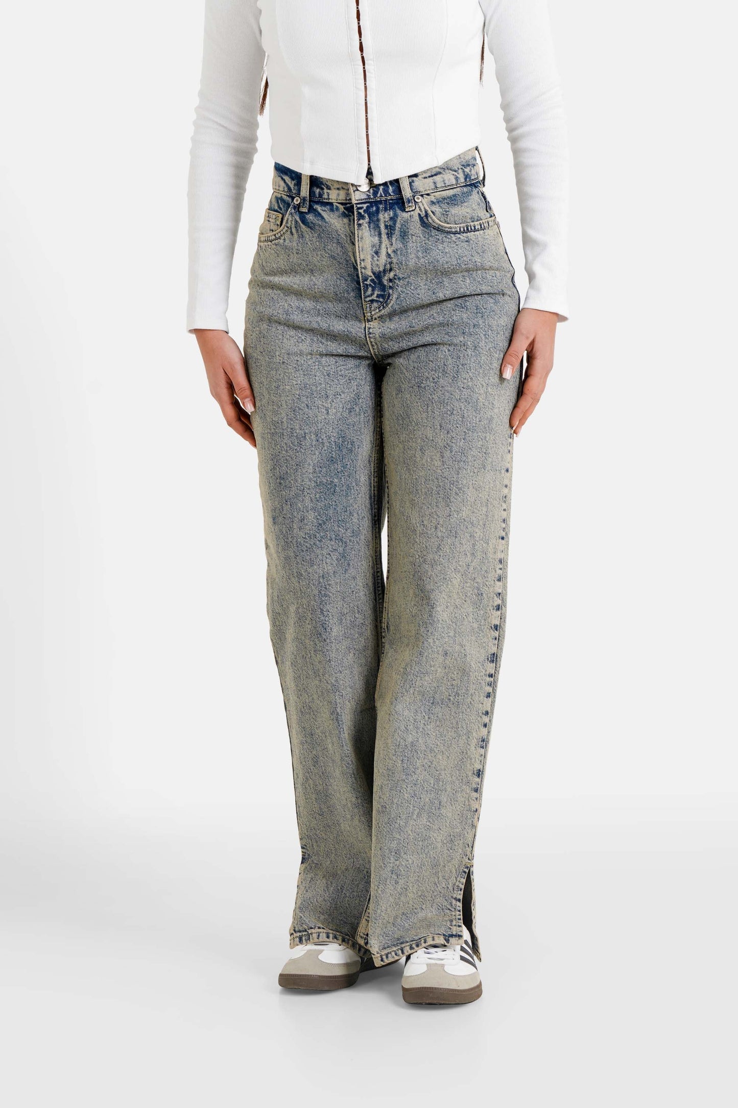 Slit regular faded jeans Blue