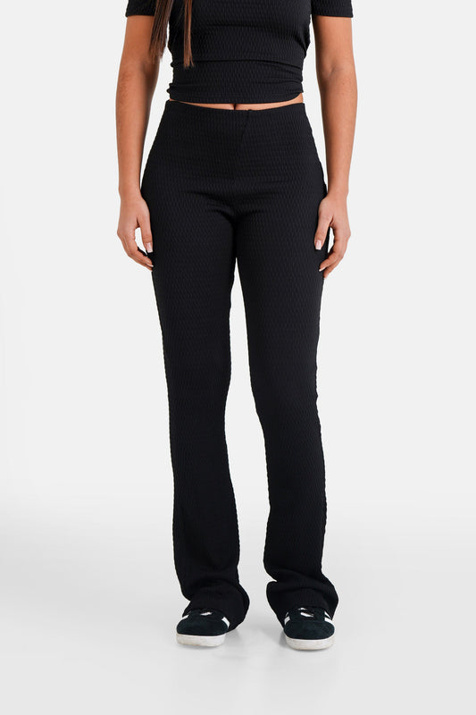 Waffle textured pants Black