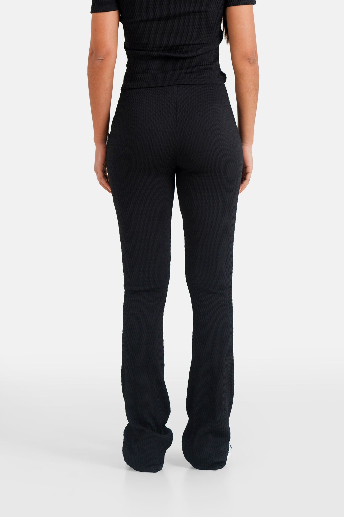 Waffle textured pants Black